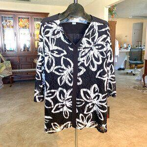 NWT Allison Daley Black & White Floral Lace Overlay Tunic Top size 2X - $43
